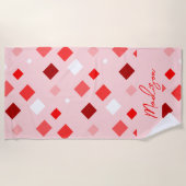 カラフルな抽象幾何学パーソナライズド ビーチタオル (正面)