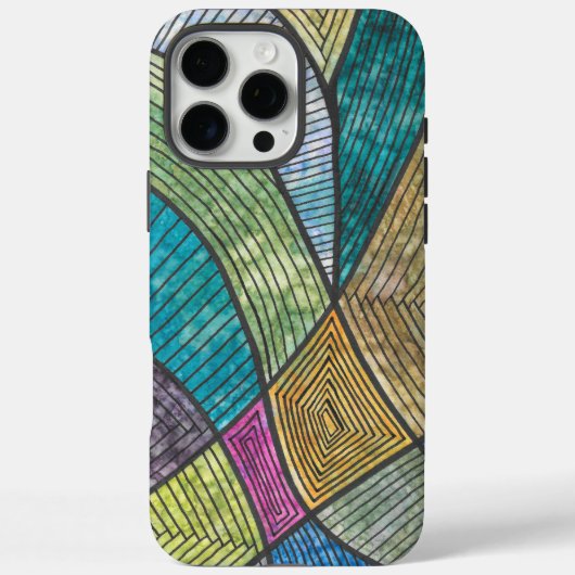 カラフルな抽象幾何学模様 カーブしたライン Case-Mate iPhoneケース (裏面)