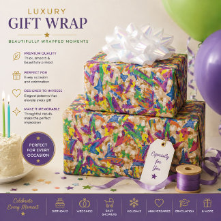 カラフルな抽象柄の包装紙 ラッピングペーパー