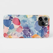 カラフルな抽象水彩模様のカスタムネーム iPhoneケース (裏面横)
