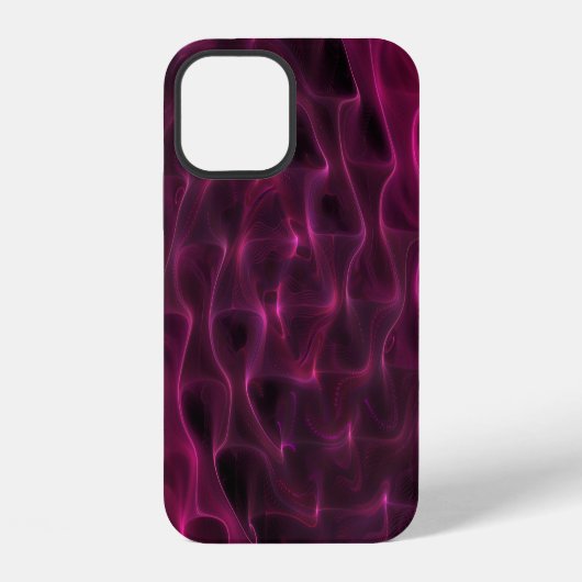 カラフルな抽象波 黒背景 iPhoneケース (裏面)