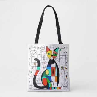 カラフルな抽象猫アート キュビスト キュビズム トートバッグ