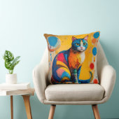 カラフルな抽象猫アート クッション (椅子)