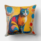 カラフルな抽象猫アート クッション (裏面)