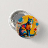 カラフルな抽象猫アート 缶バッジ (正面&裏面)