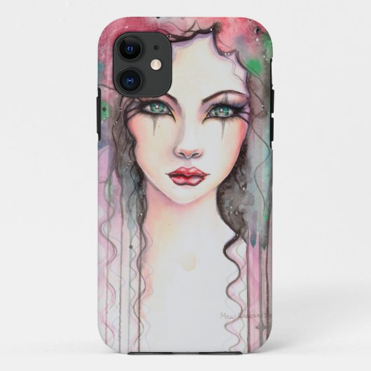 カラフルな抽象画の少女の水彩画 Case-Mate iPhoneケース (裏面)