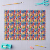 カラフルな抽象画 スクエア 薄葉紙 (クラフト)