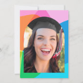 カラフルな抽象的なかわいい楽しい写真 卒業パーティー 招待状 (裏面)