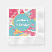 カラフルな抽象的なオーダーメイド 縁ありカクテルナプキン (正面)