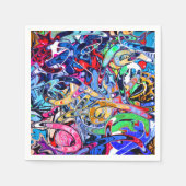 カラフルな抽象的なストリートスタイルパーティー スタンダードカクテルナプキン (正面)