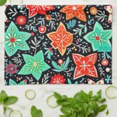 カラフルな抽象的なホリデーデザイン キッチンタオル (折り畳み)