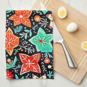 カラフルな抽象的なホリデーデザイン キッチンタオル (四つ折り)