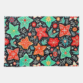 カラフルな抽象的なホリデーデザイン キッチンタオル