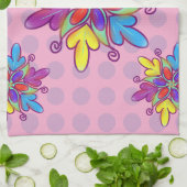 カラフルな抽象的な万華鏡の花柄 キッチンタオル (折り畳み)