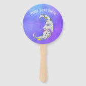 カラフルな抽象的な三日月と顔の紫 ハンドファン (裏面)