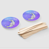 カラフルな抽象的な三日月と顔の紫 ハンドファン (組立なし)