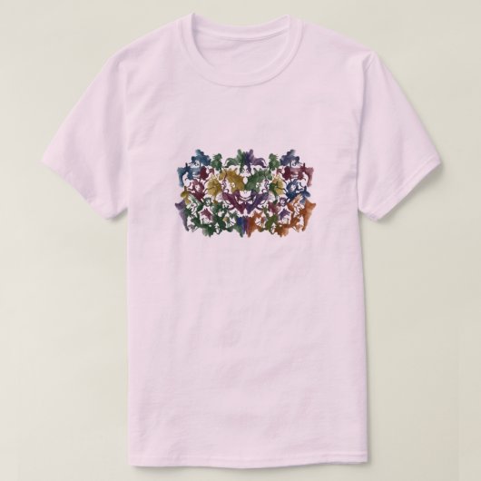 カラフルな抽象的な人間のパターンTシャツ | モダン Tシャツ (デザイン正面)