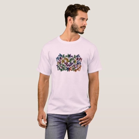 カラフルな抽象的な人間のパターンTシャツ | モダン Tシャツ (正面フル)