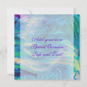 カラフルな抽象的な孔雀の芸術のお知らせ セーブザデート (裏面)