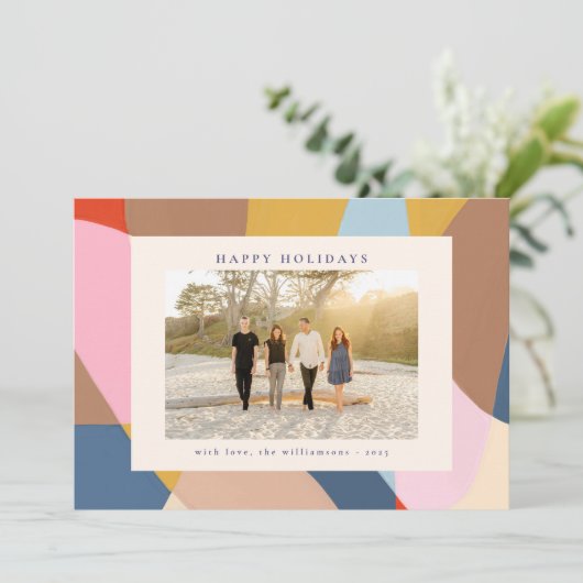 カラフルな抽象的な家族の写真 明るいお祭り  シーズンカード (スタンド正面)
