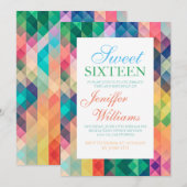 カラフルな抽象的な幾何学模様。               招待状 (正面/裏面)