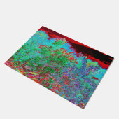 カラフルな抽象的な庭園の真っ赤な夕焼け ドアマット (アングル)