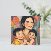 カラフルな抽象的な感謝の気持ちを込めた母の日 | 母の日 カード (スタンド正面)