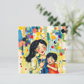 カラフルな抽象的な感謝の気持ちを込めた母の日 | 母の日 カード (スタンド正面)