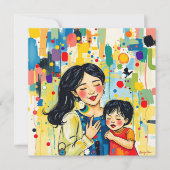 カラフルな抽象的な感謝の気持ちを込めた母の日 | 母の日 カード (正面)