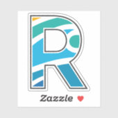 カラフルな抽象的な文字R 海のモノグラム シール (シート)