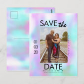 カラフルな抽象的な明るいSave The Datesフォト ポストカード (正面/裏面)