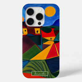 カラフルな抽象的な村の風景 iPhone 15 PROケース