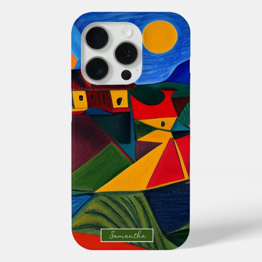 カラフルな抽象的な村の風景iPhoneケース Case-Mate iPhoneケース (裏面)
