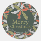 カラフルな抽象的な植物のクリスマス ラウンドシール (正面)