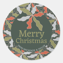 カラフルな抽象的な植物のクリスマス ラウンドシール
