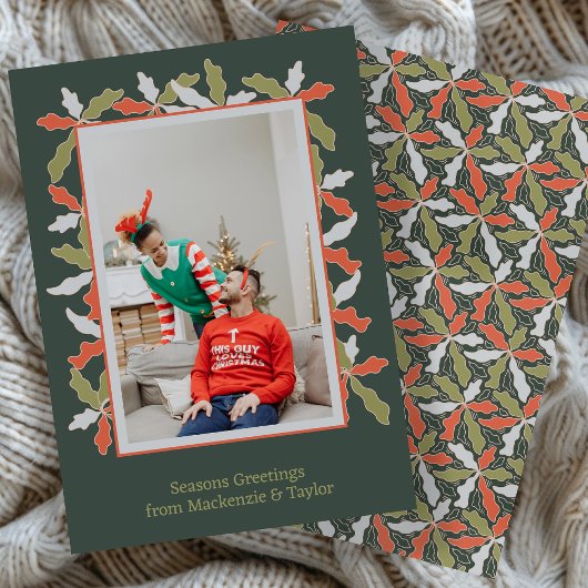 カラフルな抽象的な植物写真のクリスマス シーズンカード