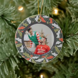 カラフルな抽象的な植物写真のクリスマス セラミックオーナメント