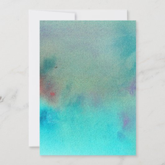 カラフルな抽象的な水彩画で、さあ、祝おう! 招待状 (裏面)