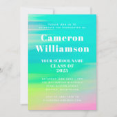 カラフルな抽象的な水彩画の卒業パーティー 招待状 (正面)