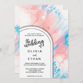 カラフルな抽象的な水彩画の結婚式招待状 招待状 (正面/裏面)