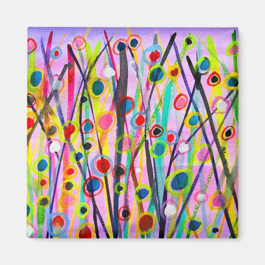 カラフルな抽象的な水彩画の風景 マグネット (正面)