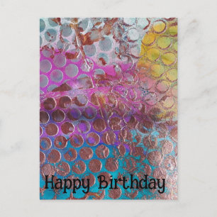 カラフルな抽象的な水玉模様の誕生日おめでとう ポストカード