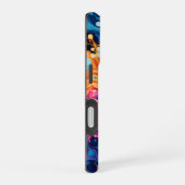 カラフルな抽象的な波状パターン iPhone 16ケース (右側面)
