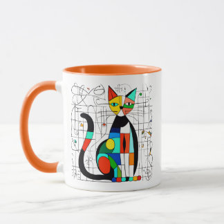 カラフルな抽象的な猫のアートキュビストキュビズム マグカップ