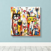 カラフルな抽象的な猫の新しいアート キャンバスプリント (インサイチュ (ウッドフロア))