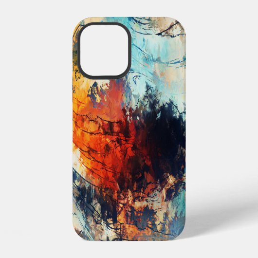 カラフルな抽象的な現代アート作品 iPhoneケース (裏面)