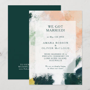 カラフルな抽象的な秘密の結婚発表 招待状