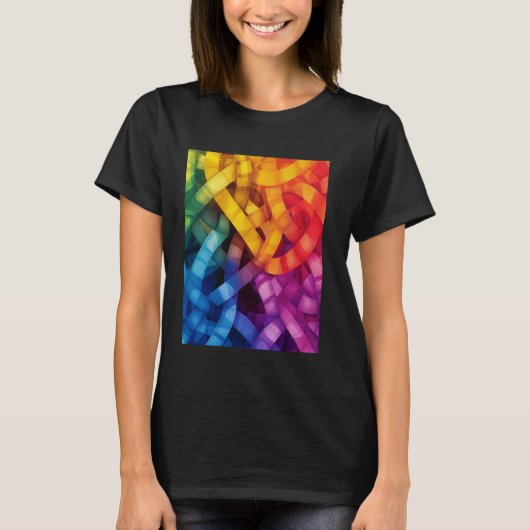 カラフルな抽象的な織りのアート Tシャツ (正面)