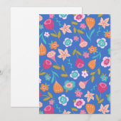 カラフルな抽象的な花の模様 招待状 (正面/裏面)