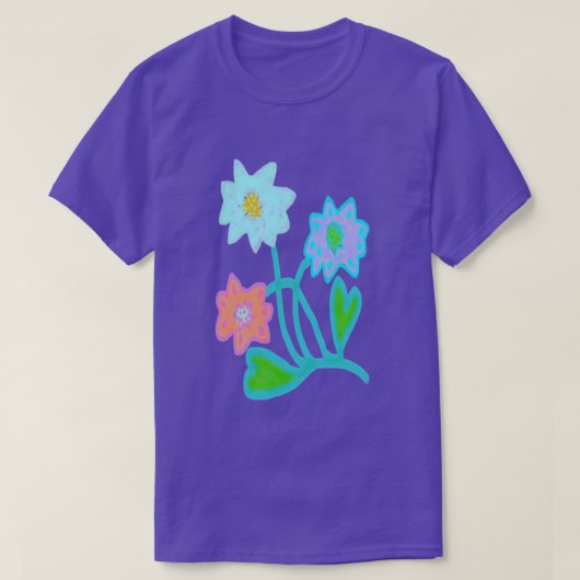 カラフルな抽象的な花 Tシャツ (デザイン正面)